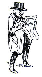 Udsnit af Daumier-tegning med læsende mand